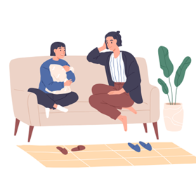 Child sitting with a trusted adult