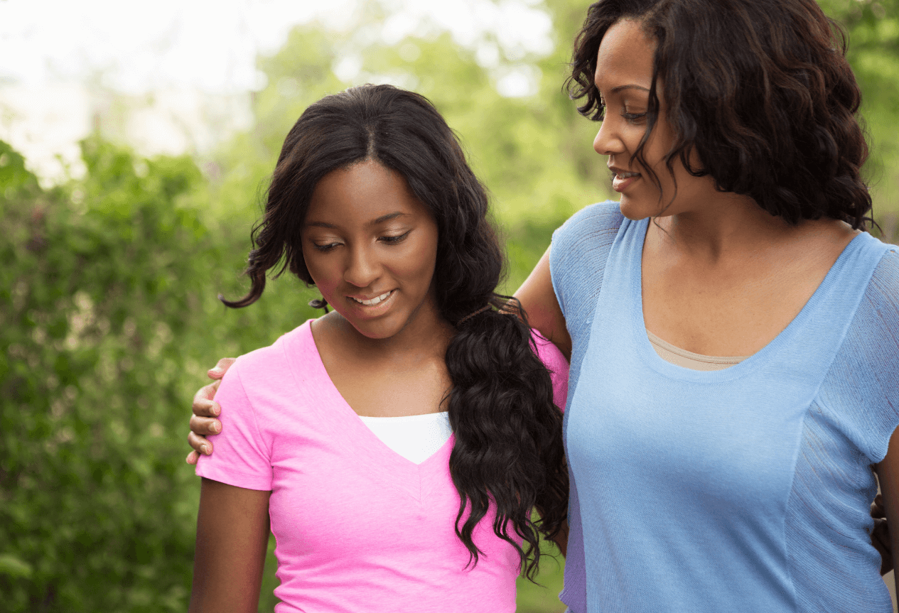 Girl and Trusted Adult Happy